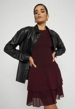 MICHAEL Michael Kors CHEETAH SMOCK MINI - Day Dress - Dark Ruby