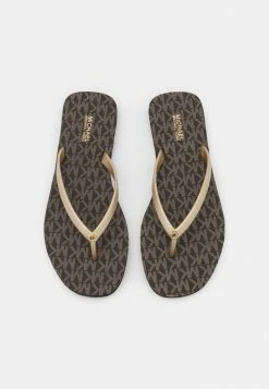 MICHAEL Michael Kors JINX - T-bar Sandals - Brown/gold -MICHAEL Michael Kors shop 176f83ff91ca42d18228042b406a8fa0