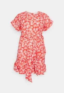 MICHAEL Michael Kors PALM RUFFLE WRAP DRESS - Day Dress - Sangria