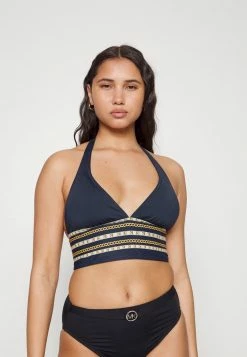 MICHAEL Michael Kors CHAIN BORDER HALTER - Bikini Top - Navy