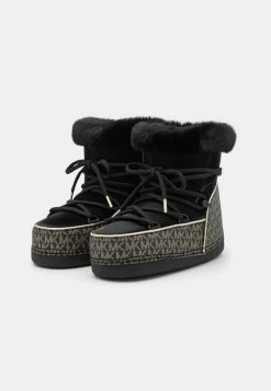 MICHAEL Michael Kors ZELDA BOOTIE - Lace-up Ankle Boots - Black/gold -MICHAEL Michael Kors shop 21c6befe7bb7491ca8ca252dcca42e70