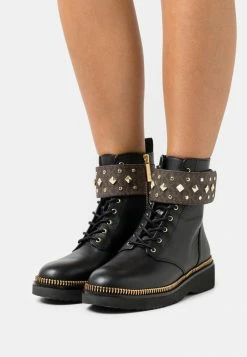 MICHAEL Michael Kors HASKELL CUFF BOOTIE - Lace-up Ankle Boots - Brown/black