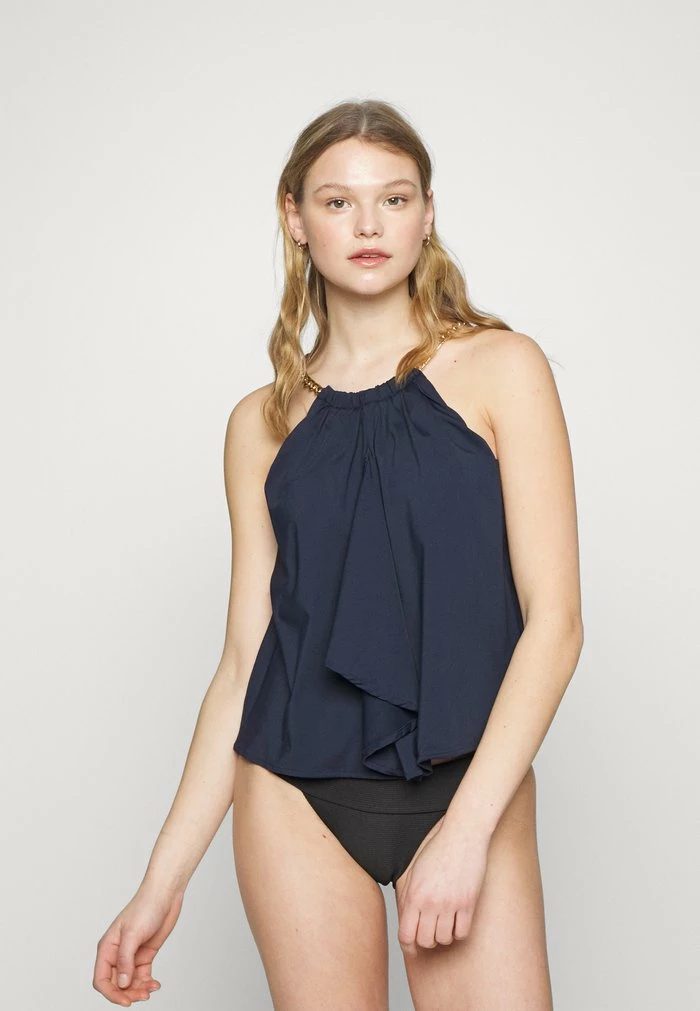 MICHAEL Michael Kors CHAIN HALTER HIGH NECK TANKINI - Bikini Top - Navy 4 MICHAEL Michael Kors CHAIN HALTER HIGH NECK TANKINI - Bikini Top - Navy - Image 2