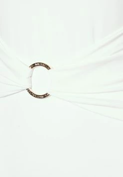 MICHAEL Michael Kors ICONIC SOLIDS SASH LOGO V NECK ONEPIECE - Swimsuit - White -MICHAEL Michael Kors shop 30504830bea64f2da09ef3e02c91c800