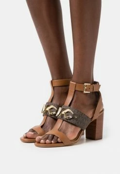 MICHAEL Michael Kors IZZY T STRAP - High Heeled Sandals - Brown/multi-coloured