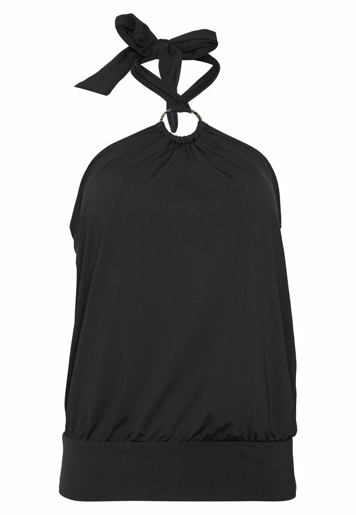 MICHAEL Michael Kors ICONIC SOLIDS BLOUSON HALTER TANKINI - Bikini Top - Black 6 MICHAEL Michael Kors ICONIC SOLIDS BLOUSON HALTER TANKINI - Bikini Top - Black - Image 4