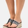 MICHAEL Michael Kors VERITY WEDGE - T-bar Sandals - Black/multi-coloured