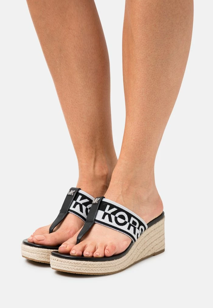 MICHAEL Michael Kors VERITY WEDGE - T-bar Sandals - Black/multi-coloured 3 MICHAEL Michael Kors VERITY WEDGE - T-bar Sandals - Black/multi-coloured