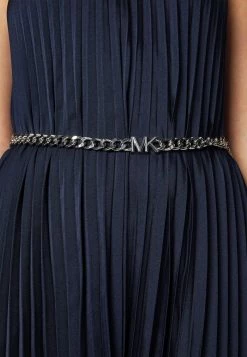 MICHAEL Michael Kors PLEATED SLIP MIDI DRESS - Cocktail Dress / Party Dress - Midnightblue -MICHAEL Michael Kors shop 7a4ef583b3f24fab8315d3b49d2062c8