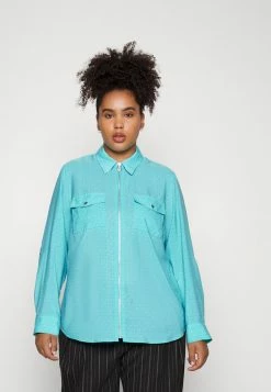 MICHAEL Michael Kors TONAL LOGO LOCK ZIP - Button-down Blouse - Turquoise
