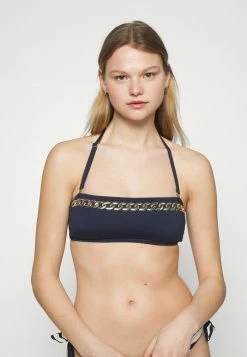 MICHAEL Michael Kors CHAIN BANDEAU CROP TOP - Bikini Top - Navy