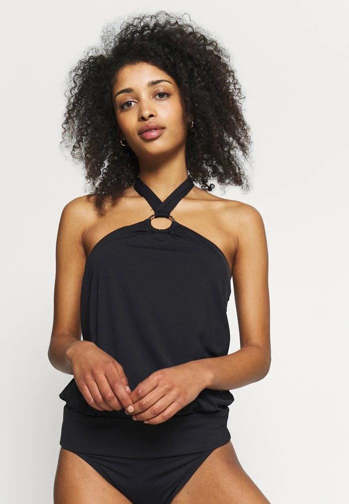 MICHAEL Michael Kors ICONIC SOLIDS BLOUSON HALTER TANKINI - Bikini Top - Black 3 MICHAEL Michael Kors ICONIC SOLIDS BLOUSON HALTER TANKINI - Bikini Top - Black