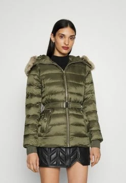 MICHAEL Michael Kors BELTED HORIZONTAL QUILTED PUFFER COAT WITH SNAP OFF - Winter Jacket - Khaki