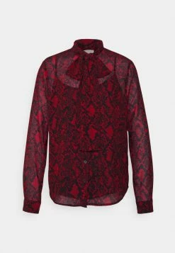 MICHAEL Michael Kors SOFT PYTHON BOW BLOUSE - Button-down Blouse - Crimson