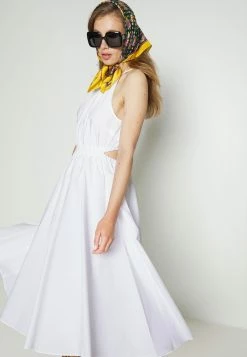 MICHAEL Michael Kors HALTER MIDI DRESS - Day Dress - White -MICHAEL Michael Kors shop d163af6a5a8844b1a5d7bed3663f7908