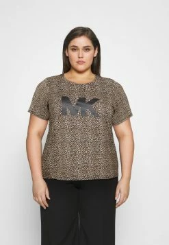 MICHAEL Michael Kors LEOPARD LOGO TEE - Print T-shirt - Dark Camel
