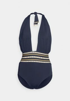 MICHAEL Michael Kors CHAIN BORDER CROSS FRONT HALTER ONEPIECE - Swimsuit - Navy -MICHAEL Michael Kors shop eb19a5b7926441f3a2f7c313207a3718