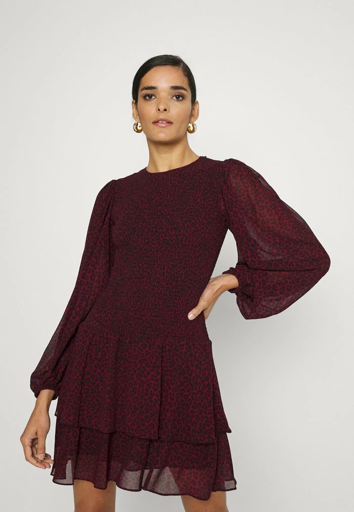 MICHAEL Michael Kors CHEETAH SMOCK MINI - Day Dress - Dark Ruby 5 MICHAEL Michael Kors CHEETAH SMOCK MINI - Day Dress - Dark Ruby - Image 3